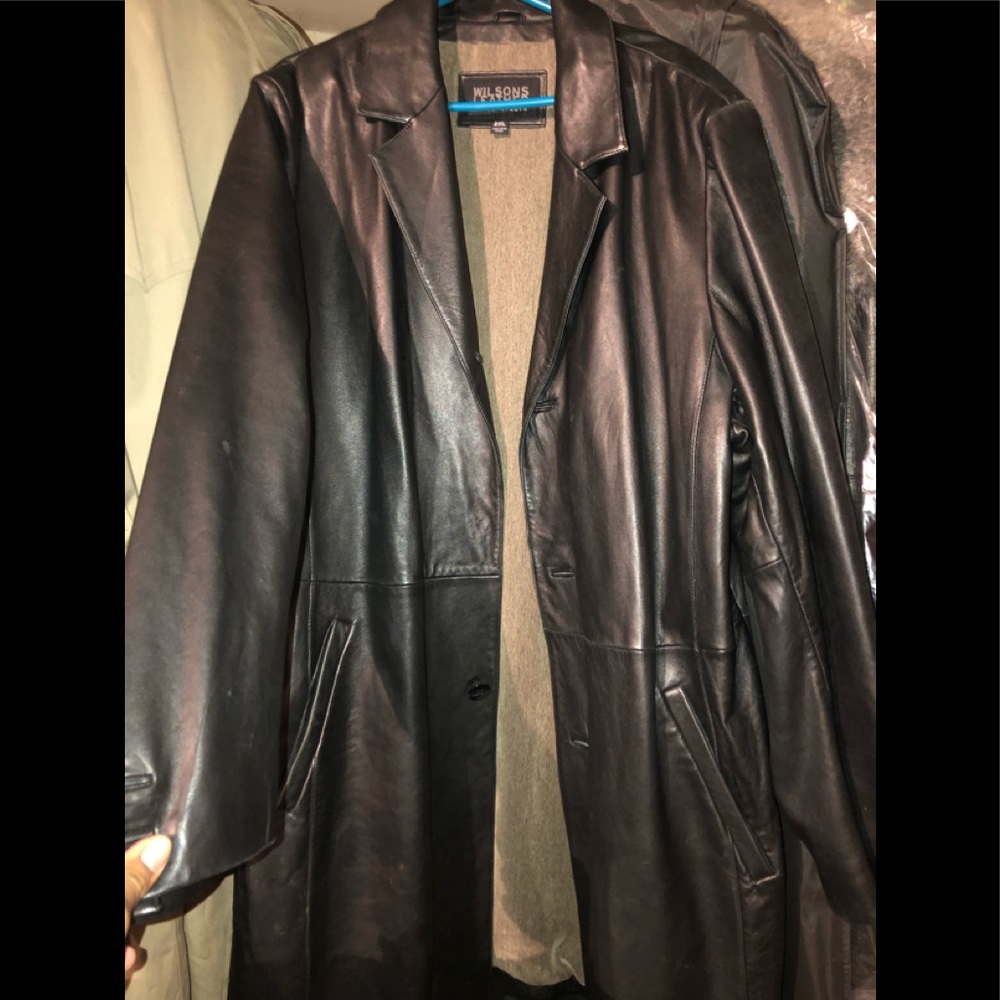 Vintage Wilsons leather black trench coat